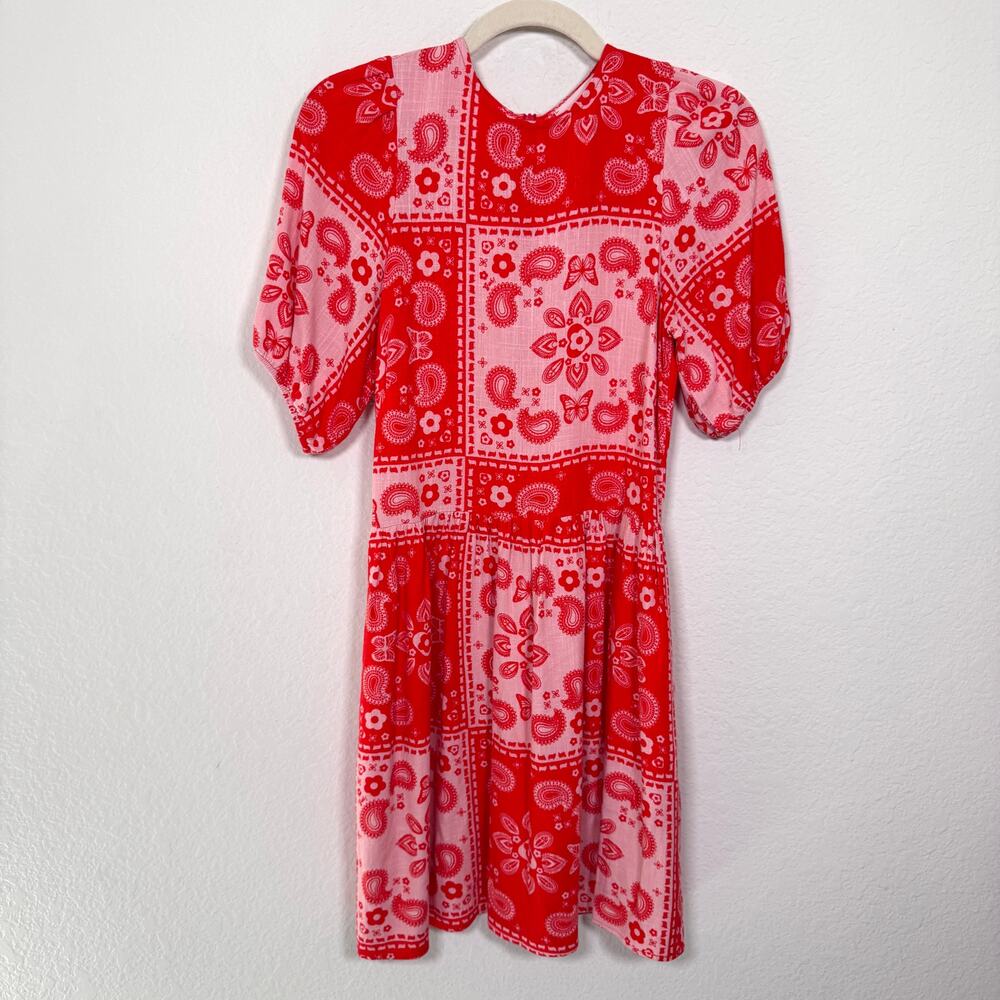 Lisa Says Gah Womens Dress Size XS Linen Blend Boho Flowy Bandana Paisley Print